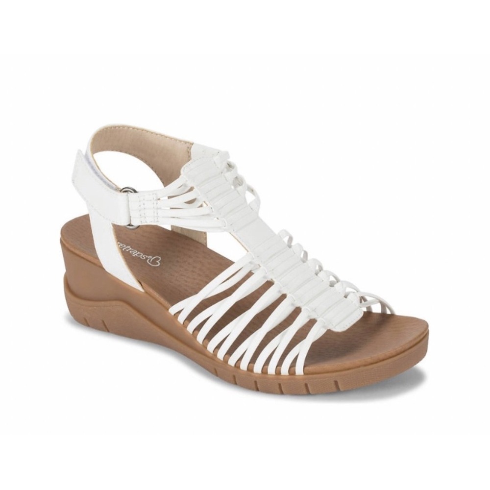Baretraps Cagney White Multi-Strap‎ Wedge Sandals Womens 7.5M Summer Comfortable